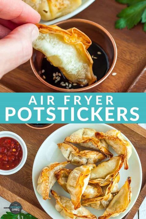 Airfry Potstickers, Pot Stickers Air Fryer, Air Fryer Pot Stickers, T Fal Air Fryer Recipes, Air Fryer Pot Stickers Frozen, Air Fry Frozen Potstickers, Dumplings Air Fryer, Frozen Dumplings In Air Fryer, Air Fryer Potstickers