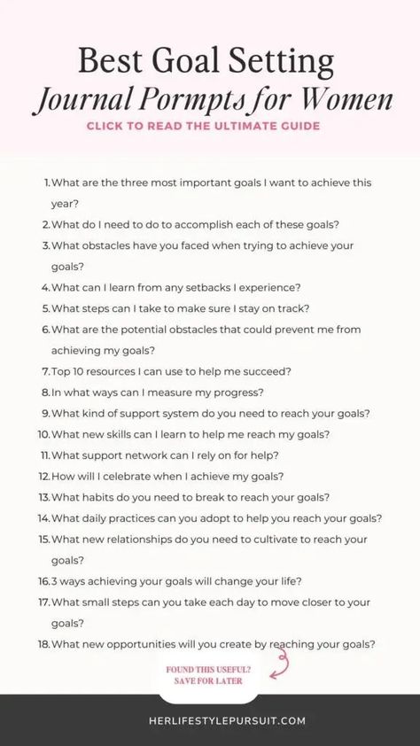 100 Goal Setting Journal prompts for women. You'll find a list of gratitude journal prompts, self-discovery journal prompts, and self-love and goal-setting questions to ask yourself. Journal prompts | Journal prompts for women | Gratitude journal prompts | Journal prompts for women | Journal writing prompts | Self acre bullet journal prompts | Daily journal prompts | Daily affirmations | Empowerment Questions To Ask Yourself Journal, Women Journaling, Journal Prompts For Women, Journal Prompts Daily, Goal Setting Journal, Bullet Journal Prompts, Morning Journal Prompts, Morning Journal, Healing Journaling