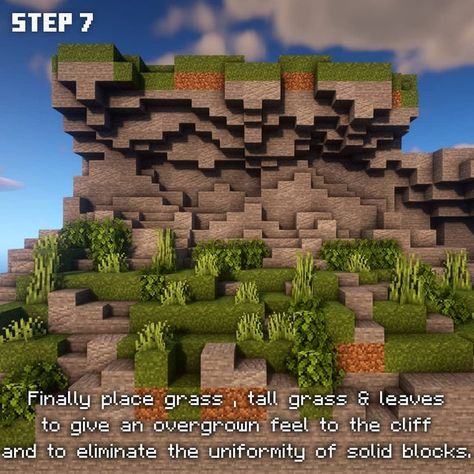 Minecraft Cliff Wall, Minecraft Cliff Design, Minecraft Cliff Builds, Minecraft Terraforming Cliff, Minecraft Cliff Terraform, Cliff Minecraft, Terraform Minecraft, Terrain Minecraft, Minecraft Cliffside