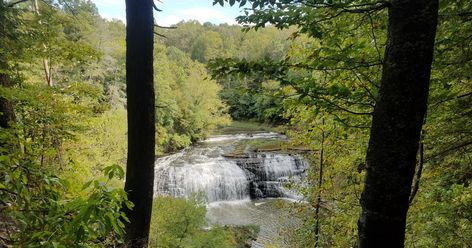 Hike to Burgess Falls, Sparta, Tennessee Sparta Tennessee, Burgess Falls State Park, Burgess Falls, Visit Nashville, Fall Creek, Spring Hiking, Forest Trail, Beautiful Outdoor Spaces, Rock Face