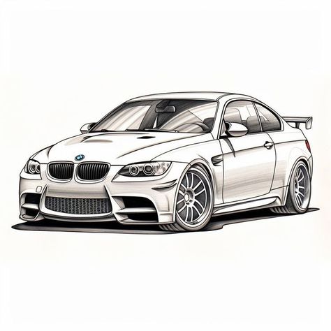 Bmw Sketch, Bmw Art, Coloring Designs, Bike Sketch, Sky Anime, Cool Car Drawings, Car Tattoos, Adult Coloring Designs, Superhero Wallpaper