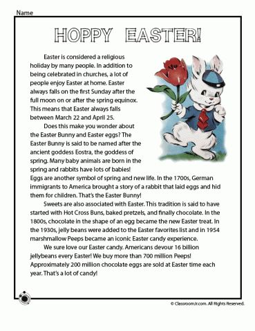 Easter History Reading One-Page Easter Reading Activities, Easter Reading Comprehension, Teacher Worksheets Lesson Plans, Easter History, Active And Passive Voice, Easter Worksheets, Reading Comprehension For Kids, Holiday Worksheets, Passive Voice