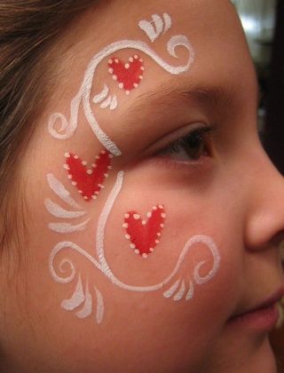 Valentine Face Painting Ideas, Face Paint For Valentines Day, Valentine’s Day Face Paint For Kids, Halloween Kids Face Paint Easy, Valentine Face Painting For Kids, Valentines Day Face Paint For Kids, Easy Face Painting Ideas For Boys, Red Face Paint Ideas, Valentines Face Painting Ideas