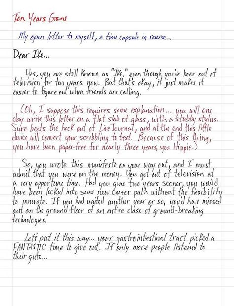 Ten Years Gone My open letter to myself, a time capsule in reverse… Time Capsule Letter, New Year Letter, Letter To Myself, Letter Ideas, Letter To Yourself, Handwritten Notes, Open Letter, Friend Poses, Time Capsule