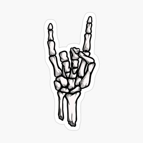 Hands Tattoo, Metal Horns, Hand Raised, Hook Em Horns, Heavy Metal Rock, Skeleton Hands, Halloween Stickers, Hand Tattoos, Heavy Metal