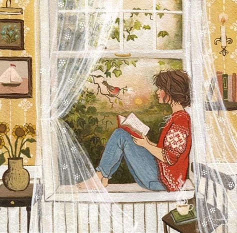 Storybook Art, Looking Out The Window, Theme Halloween, Art And Illustration, Dreamy Art, Card Illustration, Illustration Inspiration, Whimsical Art, Giclee Art