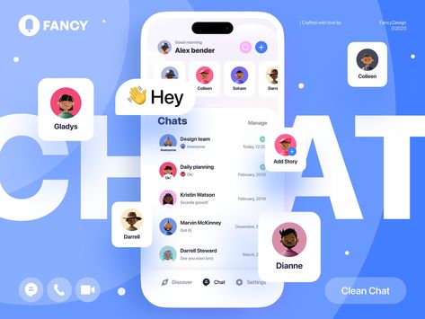 Clean Chat app (Mobile UX/UI) by Ruslan Kulikov for FANCY on Dribbble Chat Ui Design Mobile, Ux Laws, Creative Leadership, Mobile Ux, Widget Design, Webpage Design, Dashboard Design, App Ui Design, Chat App