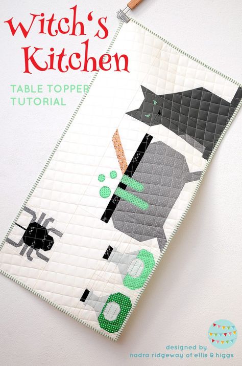 Witch Quilt, Cat Quilt Block, Halloween Quilt Patterns, Halloween Sewing Projects, Cat Quilt Patterns, Fall Quilt Patterns, Fall Quilt, Halloween Quilt, Mini Quilt Patterns