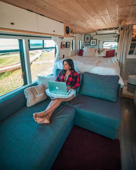 10+ Ingenious Shuttle Bus Conversions (+Important Certification Requirements) | OffGridSpot.com Bus To Camper Conversion, Shuttle Bus Conversion Layout, Shuttle Bus Conversion Interior, Skoolie Interior, Short Bus Conversion, Shuttle Bus Conversion, Farmhouse Rv, Bus Remodel, Bus Build