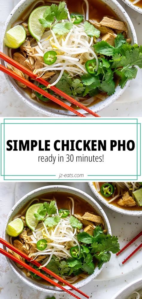 Pho Soup Recipe Easy, Pho Recipe Easy, Chicken Pho Recipe, Chicken Pho Soup, Pho Soup Recipe, Pho Ga, Asian Soup Recipes, Chicken Pho, Pho Soup