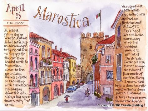 Everyday Artist: Sketchbook Journeys: Italy - Day 4 (Marostica & Poianella) Drawing Italy, Italy Watercolor, Travel Sketching, Travel Journaling, Watercolor Travel, Travel Art Journal, Watercolor Gouache, Travel Sketchbook, Watercolor Sketching