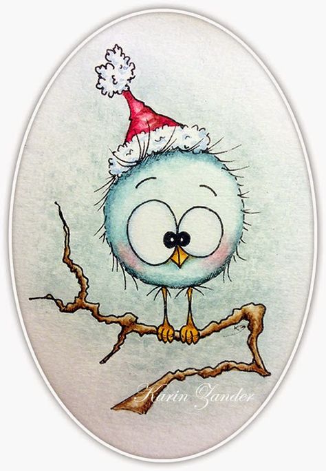 Crazy Bird, Illustration Noel, Christmas Card Art, Christmas Rock, Soyut Sanat Tabloları, Watercolor Christmas Cards, Happy Paintings, Christmas Drawing, Christmas Stamps