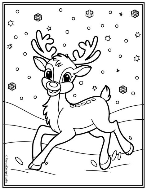 54 Free Christmas Coloring Pages to Celebrate the Holiday Rudolph The Red Nosed Reindeer Coloring, Rudolph Coloring Pages Free Printable, Rudolph Coloring Pages, Reindeer Coloring Pages, Celebration Activities, Daycare Projects, Christmas Tree Coloring, Christmas Coloring Pages For Kids, Holiday Movie Night