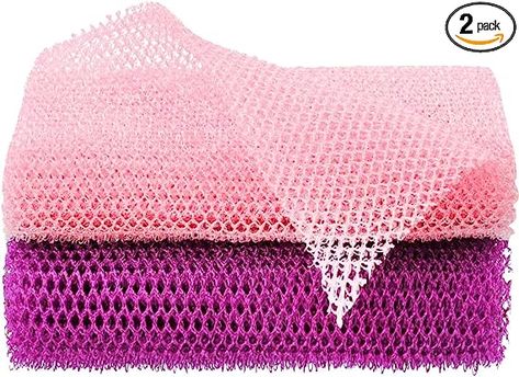 Amazon.com: 2 Pcs African Net Sponge,African Exfoliating Net,Long Exfoliating Bath Sponge,African Towel Exfoliating,Nylon Net,African Net Wash Cloths,Multipurpose net,Back Scrubber for Shower(Pink，Purple) : Beauty & Personal Care African Net Sponge, Back Scrubber, Body Scrubber, Body Smells, Bath Sponge, Wash Cloths, Girly Bags, Pink Body, Smell Good