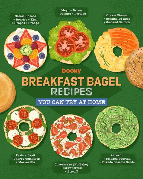 Breakfast Bagel Recipe, Bagel Recipes, Healthy Dinner Recipes For Two, Vegetarian Recipes Dinner Healthy, Plant Based Recipes Breakfast, Fruit Smoothie Recipes Healthy, Culinary Cooking, Meal Prep Snacks, Homemade Cookbook