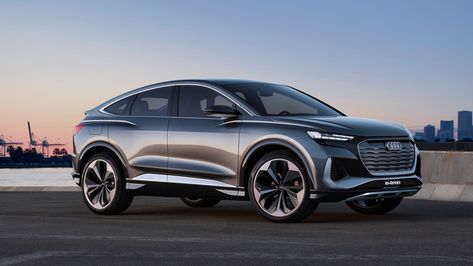 Audi Q4 E-Tron Sportback Shows the Sleeker Side of the Concept SUV Audi Q4 Sportback, Audi A, Audi Q4, Delorean Time Machine, Dress Organza, Audi E-tron, Electric Motors, Volkswagen Group, Compact Suv