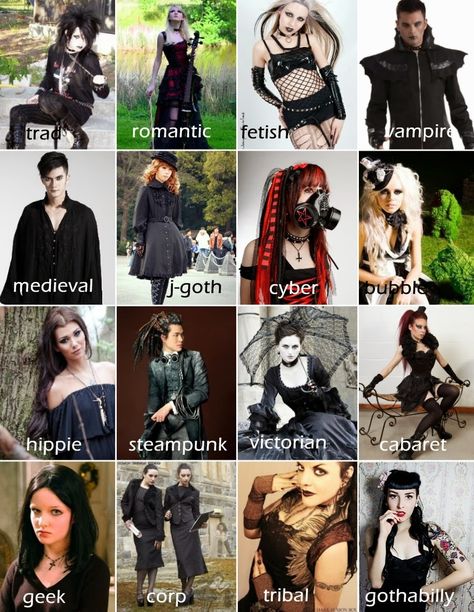 Different Goth Styles Chart, Goth Types Chart, Goth On A Budget, Different Kinds Of Goth, Types Of Goth Style, How To Dress Goth, How To Be Goth, Goth Tips, Goth Types