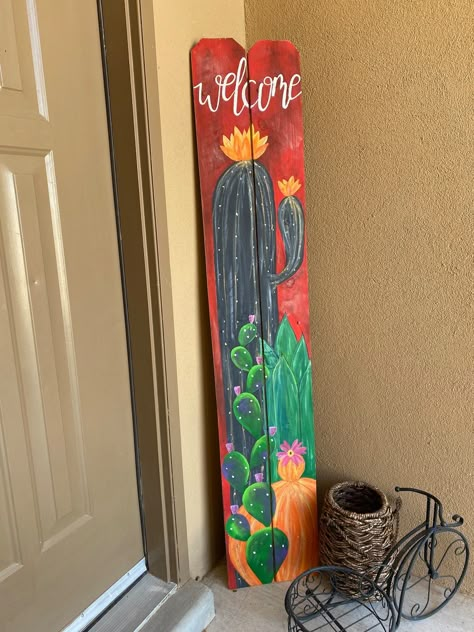 This Pinturas combinadas item by GGsHomeandDesigns has 403 favorites from Etsy shoppers. Ships from Estados Unidos. Listed on 21 de Jun de 2023 فن الرسم بالمسامير, Garden Welcome Sign, Porch Boards, Cactus Paintings, Garden Poles, Blooming Cactus, Cactus Painting, Cactus Art, Southwest Art