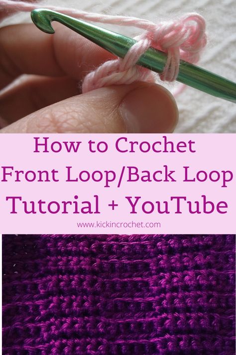 How to crochet front loop or back loop pin image Back Loop Single Crochet, Back Loop Crochet, Crochet Lovey Free Pattern, Loop Crochet, Crochet Chain Stitch, Different Crochet Stitches, Crochet Classes, Crochet Lovey, Crochet For Beginners Blanket