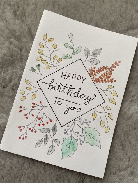 Birthday Cards Diy Drawing, Pretty Drawing Ideas Easy, Acrylic Painting Birthday Cards, Acrylic Paint Birthday Card, Letter D Design Creative, Mother’s Day Cards Handmade Easy, Doodles For Birthday Cards, Happy Birthday Cards Handmade Aesthetic, Cute Handmade Birthday Cards For Best Friend