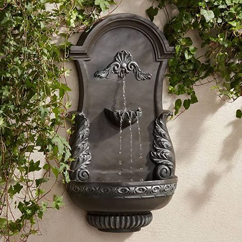 Amazon.com : John Timberland Tivoli Outdoor Wall Water Fountain 33" High 2 Tiered Ornate Acanthus Leaf for Yard Garden Patio Deck Home : Wall Mounted Garden Fountains : Garden & Outdoor Garden Fountain Ideas, Wall Water Fountain, Decorative Water Fountain, Texas Houses, Exterior Balcony, Outdoor Wall Fountains, Water Wall Fountain, Fountain Lights, Fountain Ideas