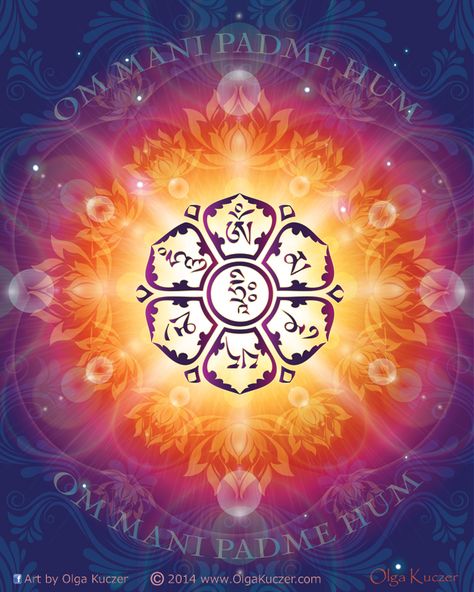 Om Mani Padme Hum- Embodiment of Compassion Mantra by Olga-Kuczer.deviantart.com on @DeviantArt Buddhist Mantras, Chakras Tattoo, Sacred Games, Internal Peace, Buddha's Teachings, Chakra Tattoo, Buddhist Mantra, Soul Design, Om Mani Padme Hum