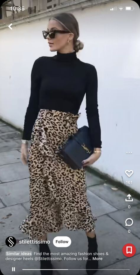 Church Outfit Black Women Winter, Church Outfit Black Women, Silk Fred, Church Outfit Winter, Pants 2020, Skirt Print, Black Women Dress, Church Outfit, Leopard Skirt