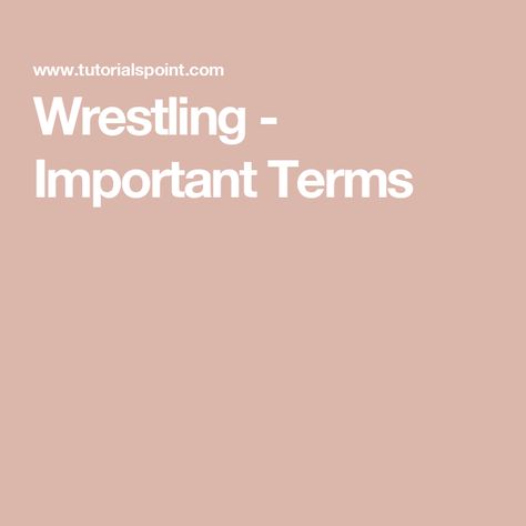 Wrestling - Important Terms Wrestling Games, Sparring Partner, Wrestling