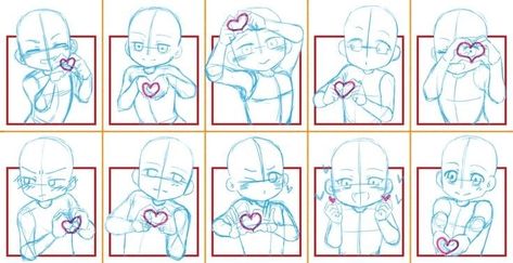 Cute Hearts, Drawing Templates, Chibi Drawings, Poses References, Figure Drawing Reference, Anime Drawings Tutorials, Art Poses, Art Tutorials Drawing, Anime Poses Reference