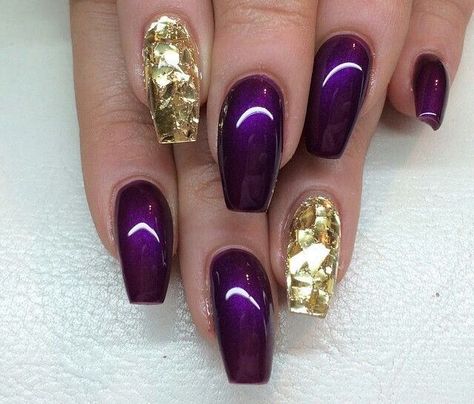 Kobe Nails, Lsu Nails, Purple And Gold Nails, Gold Coffin Nails, Mardi Gras Nails, Luv Nails, Matte Purple, Nail Board, Quince Ideas