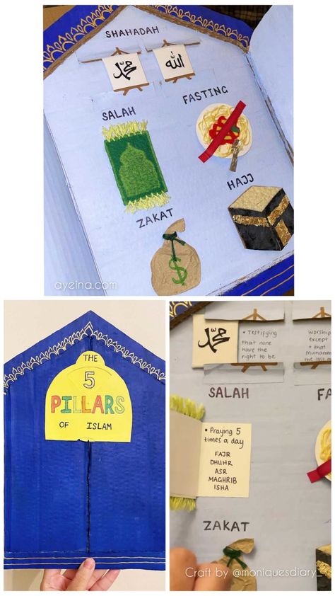 Five Pillars Of Islam Craft, Five Pillars Of Islam Project, 5 Pillars Of Islam Poster, Five Pillars Of Islam For Kids, 5 Pillars Of Islam For Kids, Islamic Projects For School, 5 Pillars Of Islam Craft, Islamic Crafts For Kids, Islamic Activities For Kids