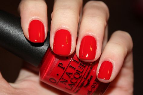 OPI Color So Hot It Berns Red Opi Colors, Adorable Nails, Trendy Manicure, Opi Gel Nails, Opi Colors, Easy Manicure, Nail Candy, Red Nail Polish, Best Nail Polish