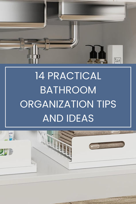 How to organize a small bathroom with these 14 practical small bathroom organization tips and and ideas. Organizing My Bathroom, Minimalist Bathroom Organization Ideas, How To Organize Bathroom, How To Organize Your Bathroom, Organization Ideas For The Bathroom, His And Hers Bathroom Organization, How To Organize Bathroom Cabinets, Bay Window Diy, Organize A Small Bathroom