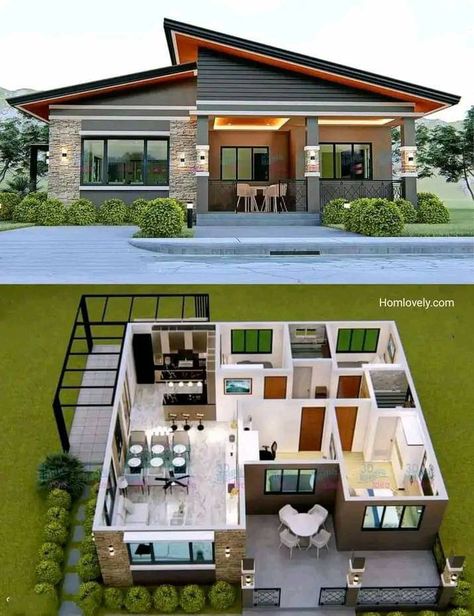 Small House Design Architecture, Small House Blueprints, Family Projects, Two Story House, Modern Small House Design, Modern Bungalow House, Building House Plans Designs, Building Plans House, Simple House Design