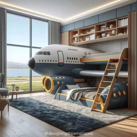 Discovering the Joy of the Airplane Bunk Bed Explorer Bedroom, Airplane Bed, Waterfall Island Kitchen, Childrens Bedrooms Design, Boy Nursery Themes, Huge Houses, Top Bunk, Kitchens And Bedrooms, Children's Bedroom