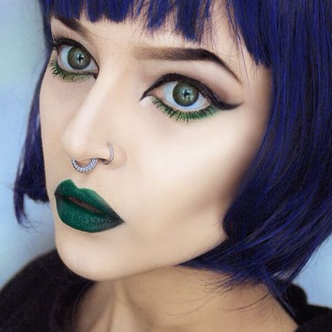 Green Envy Rainbow Lipstick, Hex Girls, Green Lipstick, Pretty Brown Eyes, Green Lips, Purple Lipstick, Ethereal Makeup, Eyes Lips Face, Purple Eyeshadow