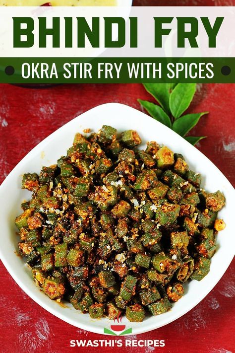 Frying Okra, Bhindi Fry, Okra Curry, Okra Recipes, Spicy Snacks Recipes, Healthy Indian Recipes, Breakfast Recipes Indian, Indian Cooking Recipes, Vegetarian Snacks Recipes