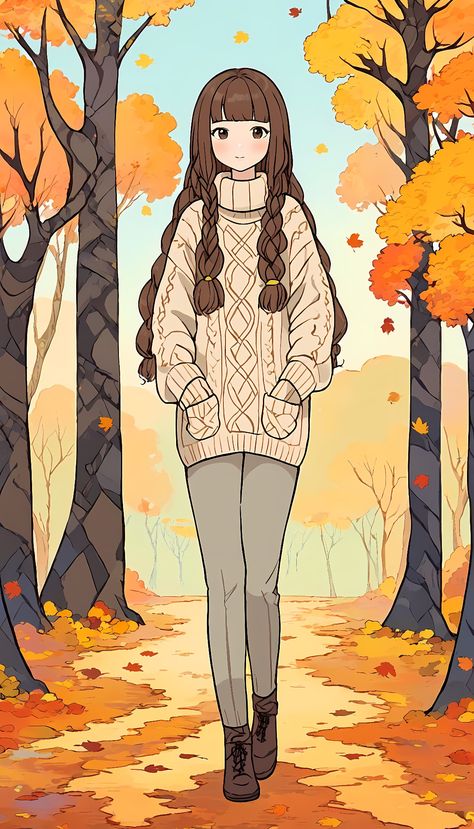 Autumn Outfits Illustration, Autumn Outfits Drawing, Fall Outfit Drawing, Anime Vs Cartoon, Style Guru, Pretty Drawings, Painting Of Girl, Mini Drawings, Girl Sketch