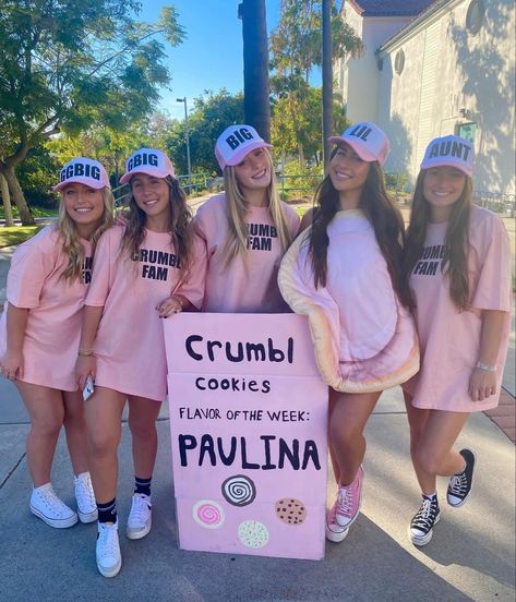 Crumbl Cookie Costume, Big Sister Reveal Ideas Sorority, Cheer Sister Reveal Ideas, Big Little Box Reveal Ideas, Big And Little Reveal Ideas Cheer, Sister Reveal Ideas, Big Sis Lil Sis Reveal Ideas, Big Sis Little Sis Reveal Ideas, Taylor Swift Big Little Reveal