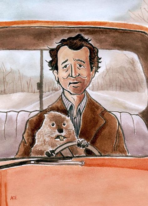 Fan Art Fridays: Groundhog Day Happy Groundhog Day, Bill Murray, Groundhog Day, Bones Funny, Plexus Products, Painting & Drawing, Pop Culture, Illustration Art, Geek Stuff