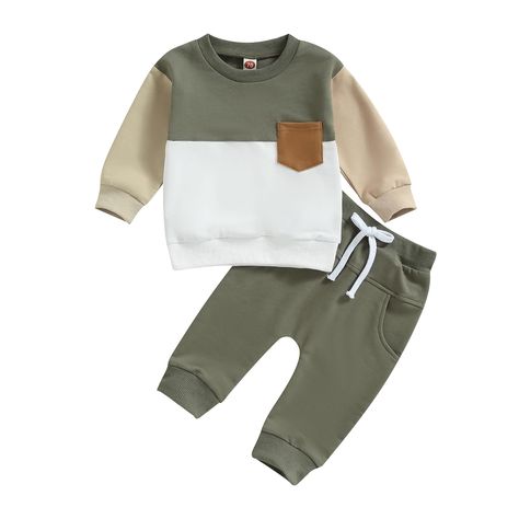 PRICES MAY VARY. Material: Cotton.Cozy cotton fabric super soft and breathable,comfortable and breathable protect your baby's skin. Design: Toddler baby boy winter clothes,long sleeve, crewneck sewatshirt tops,contrast,color block,baby pants,elastic waist causal jogger pants with pocket.Fashion casual outfits,cute two piece outfits,trendy sweatsuit. Occasion: Toddler boy clothes fall winter is perfect for casual,school, running, daily, birthday party, family gatherings,festival, photography,birt Toddler Fall Outfits, Casual Sweatpants Outfit, Baby Boy Fall Outfits, Baby Boy Winter Outfits, Toddler Baby Boy, Winter Baby Boy, Boys Fall Outfits, Toddler Fall, Casual Sweatpants