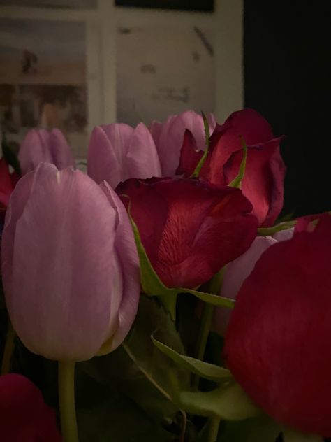 roses and tulips <33 Roses And Tulips, Diy Photo Book, Rosé Aesthetic, Flower Meanings, Pink Tulips, Diy Photo, Hopeless Romantic, Rose Flower, Pink Roses