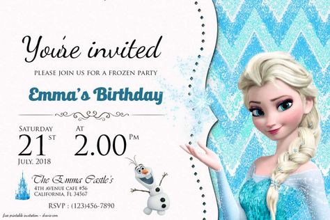 FREE Frozen Birthday Invitation Templates | FREE Invitation Templates - Drevio Free Frozen Invitations, Frozen Birthday Cards, Frozen Birthday Party Invites, Frozen Invitations, Snow Party, Frozen Birthday Invitations, Elsa Birthday, Free Printable Birthday Invitations, Personalised Mugs