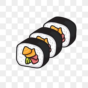 Simple Sushi Drawing, Sushi Doodle, Sushi Png, Food Drawing Easy, Cartoon Sushi, Sushi Drawing, Sushi Cartoon, Cute Cartoon Food, Japanese Food Sushi