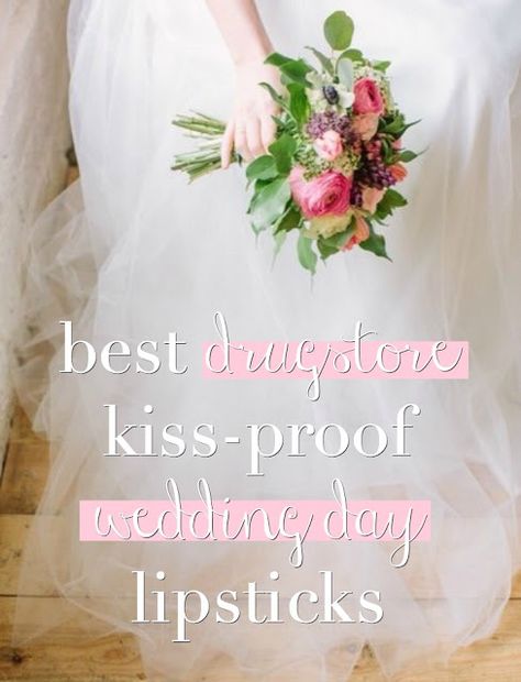 Best Drugstore Kiss-Proof Wedding Day Lipsticks Lipstick For Wedding, Lipstick Drugstore, Purple Wedding Nails, Kiss Proof Lipstick, Amazing Wedding Makeup, Beautiful Wedding Makeup, Gold Hair Accessories Wedding, Wedding Day Nails, Gorgeous Wedding Makeup