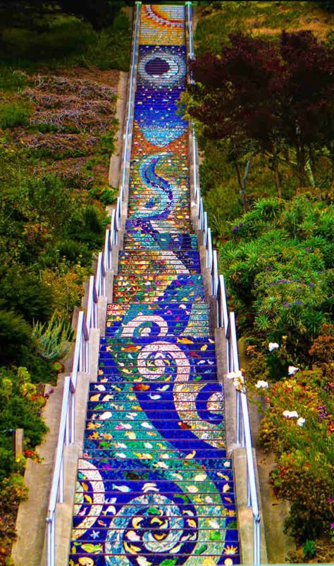 SF Secrets You Didn't Know Existed - Thrillist Mosaic Steps, Tiled Steps, Crazy Stories, San Francisco Travel, California Travel Road Trips, San Francesco, Crater Lake, San Fran, To Infinity And Beyond