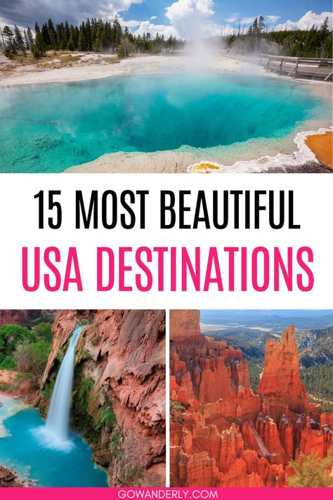 15 beautiful places to travel in the US, including national parks and charming towns. Must Go Places In Us, Best Usa Travel Destinations, Must Visit Places In Us, Must See Travel Destinations, Coolest Places To Visit In The Us, Best Trip, Bucket List Travel Ideas, Best Vacation Destinations In The Us, Places To Travel Usa