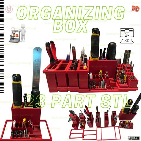 Excited to share the latest addition to my #etsy shop: Organizing Box Tools 3D Model Stl 23 File https://etsy.me/3r0OH0Z #3dprinting #3dstackablecrate #drawerorganizer #storageboxstl3d #toolsholderstl #toolsorganizerstl #organizerbox3d #toolboxstl3d #stackabletoolsbox 3d Print Tool Storage, 3d Printed Tool Box Organizer, 3d Printed Drill Bit Holder, Us General Tool Box, 3d Printer Stl Files, Electronic Workbench, 3d Printer Files, Hobby Tools, 3d Modelle