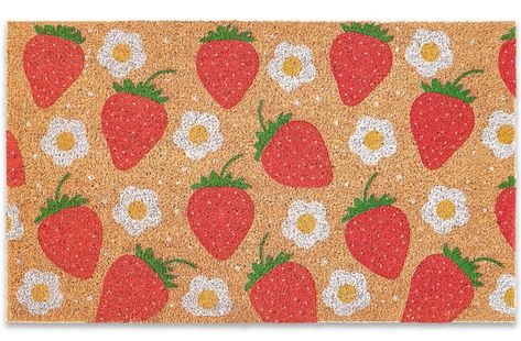 PRICES MAY VARY. DELICATE DESIGN: Our doormat is patterned with strawberries and flowers, adorable and rustic, which will create a strong holiday atmosphere for your home. DURABLE MATERIAL: The doormat is made of good quality coir, exquisite and safe. It will keep the floor clean and reduce the possibility of falling. Notice: The doormat is rolled when packed, and it may uneven when you receive it, you can use a heavy object to press it, which will not affect normal use. LARGE SIZE: The doormat Door Rugs Indoor, Cute Front Door, Fruit Rug, Welcome Mat Front Door, Tropical Doors, Backyard Dog Area, Dream Condo, Cute Door Mats, Doormat Ideas