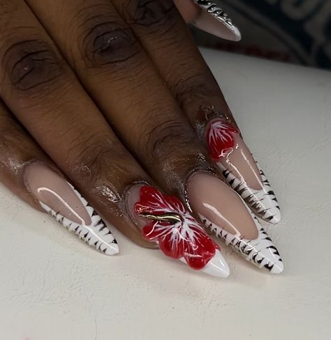 Long almond with gold and red we lowkey freestyled this look because we weren't sure what to do 🌟 dm to book will be posting availability soon nails, vegas , acrylics Red Gold Almond Nails, Red And Gold Nails Design, Short Red And Gold Nails, Long Red Almond Nails, Gold Almond Nails, Gold Nails Design, Nails Vegas, Red And Gold Nails, Long Almond